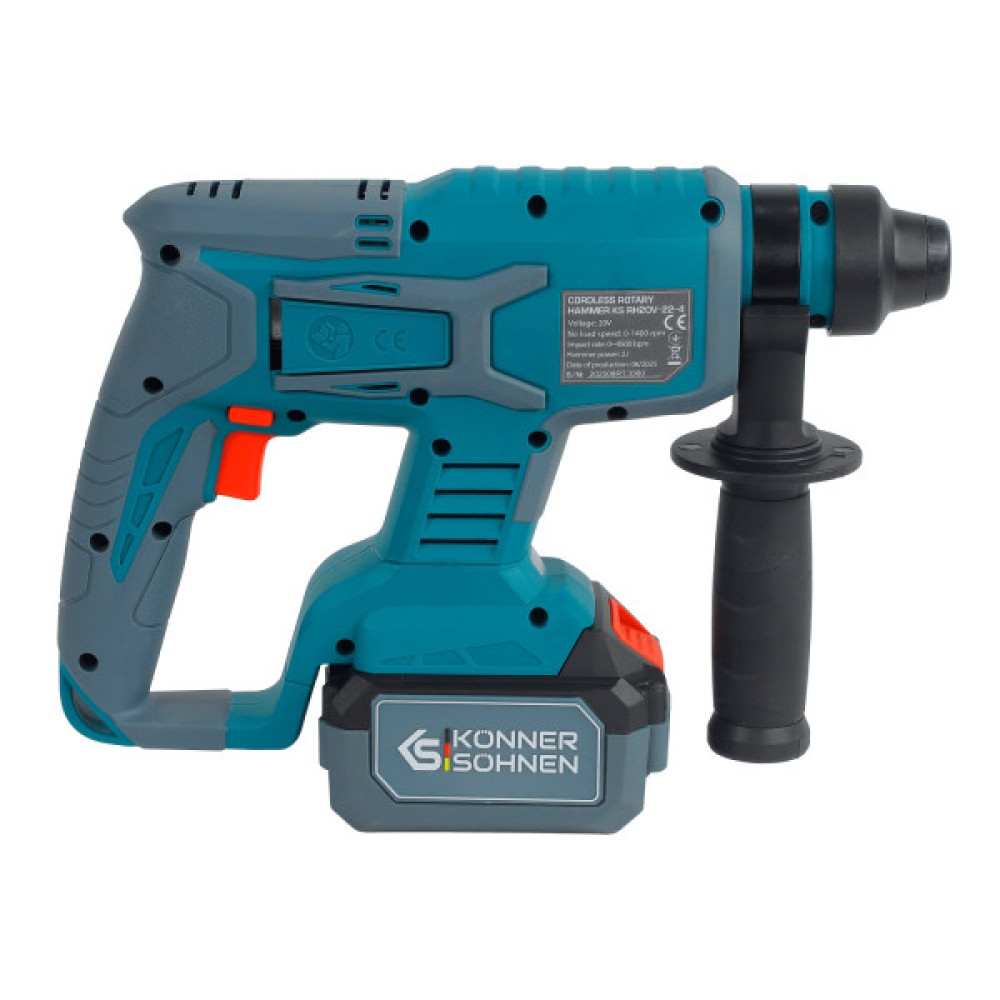 Набір із трьох акумуляторних інструментів Konner&Sohnen KS RHAGD 20V SET 3 20В дриль, шліфмашина кутова, перфоратор, швидкий ЗП 4.5А акб 2х4А·год сумка 7.5кг