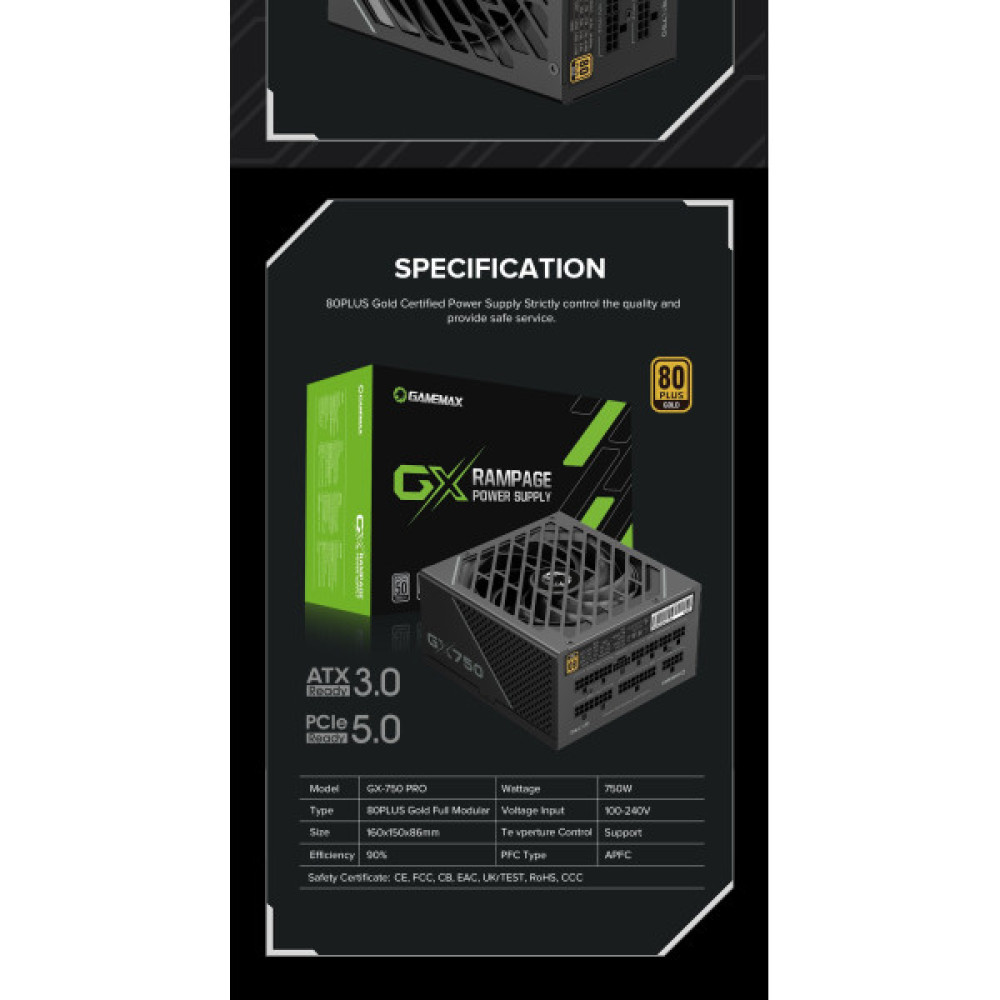 GAMEMAX GX-750 PRO BK (ATX3.0 PCIe5.0)