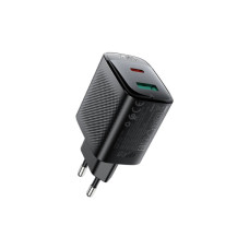 Зарядний пристрій Acefast A106 1xUSB-C PD45W + 1xUSB QC3.0 GaN black (6974316284031)