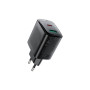 Зарядний пристрій Acefast A106 1xUSB-C PD45W + 1xUSB QC3.0 GaN black (6974316284031)