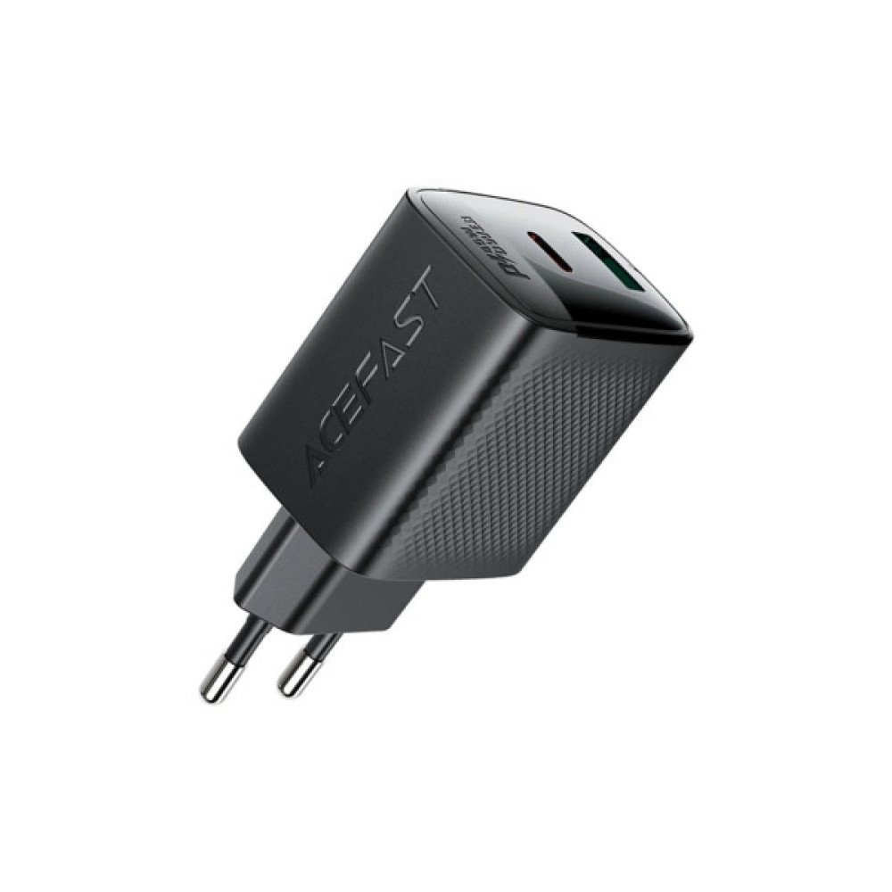 Зарядний пристрій Acefast A106 1xUSB-C PD45W + 1xUSB QC3.0 GaN black (6974316284031)