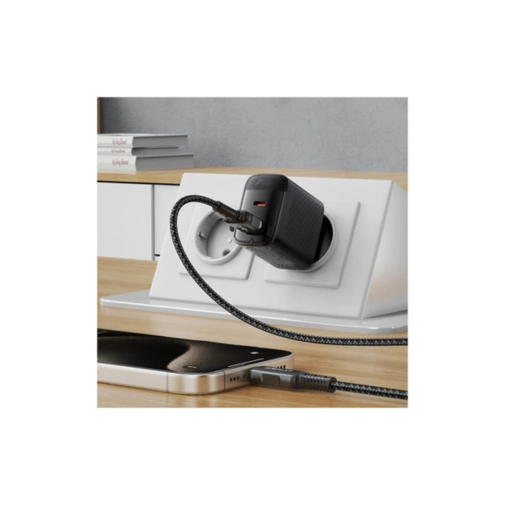 Зарядний пристрій Acefast A106 1xUSB-C PD45W + 1xUSB QC3.0 GaN black (6974316284031)