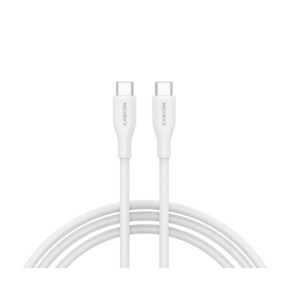 Дата кабель USB-C to USB-C 1.0m CC60SC10 60W Silicon White Canyon (CNS-CC60SC10W)