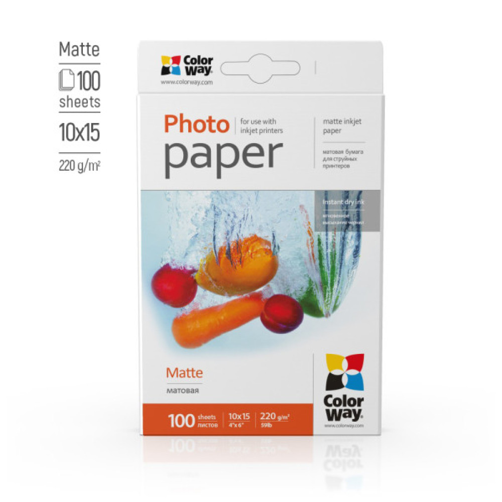 Фотопапір ColorWay 10x15, 220г, matte, 100л (PM2201004R_OEM)