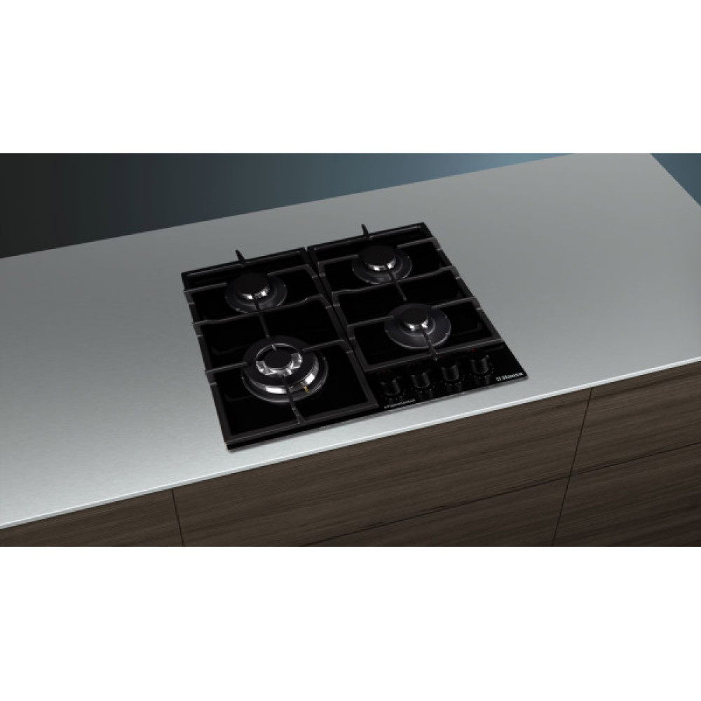 Варильна поверхня Hansa газова на склі,, 59см, чавун, чорний