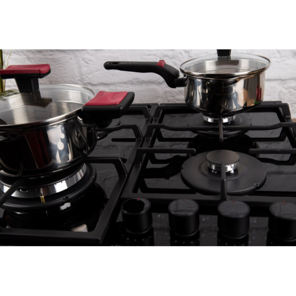 Варильна поверхня Hansa газова на склі,, 59см, чавун, чорний