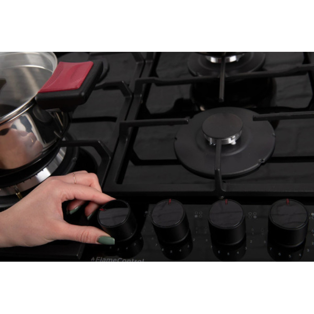 Варильна поверхня Hansa газова на склі,, 59см, чавун, чорний