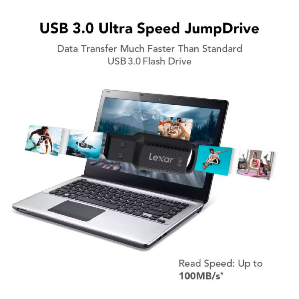USB флеш накопичувач Lexar 64GB JumpDrive V400 Black USB 3.0 (LJDV400064G-BNBNG)