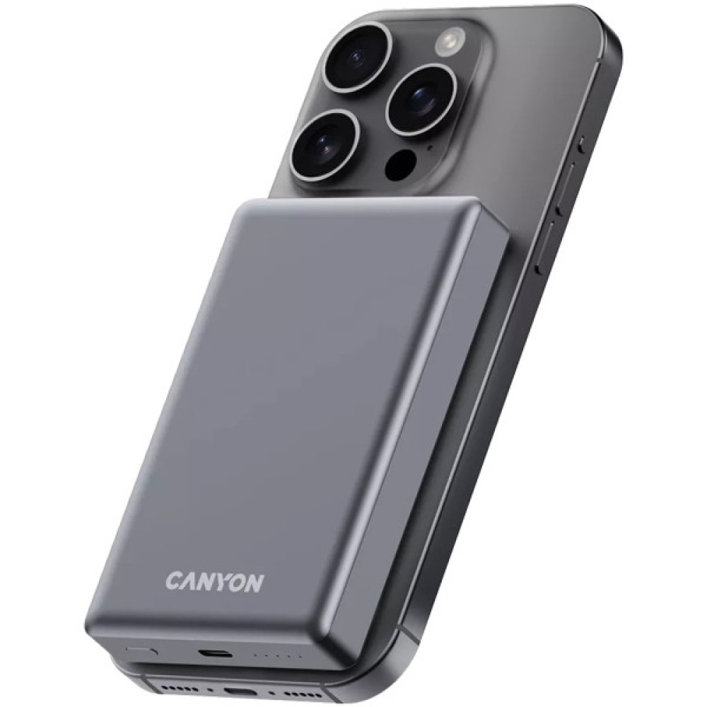 Батарея універсальна Canyon 10000mAh OnPower 510 slim Magsafe PD/20W Dark Grey (CNS-CPB510DG)