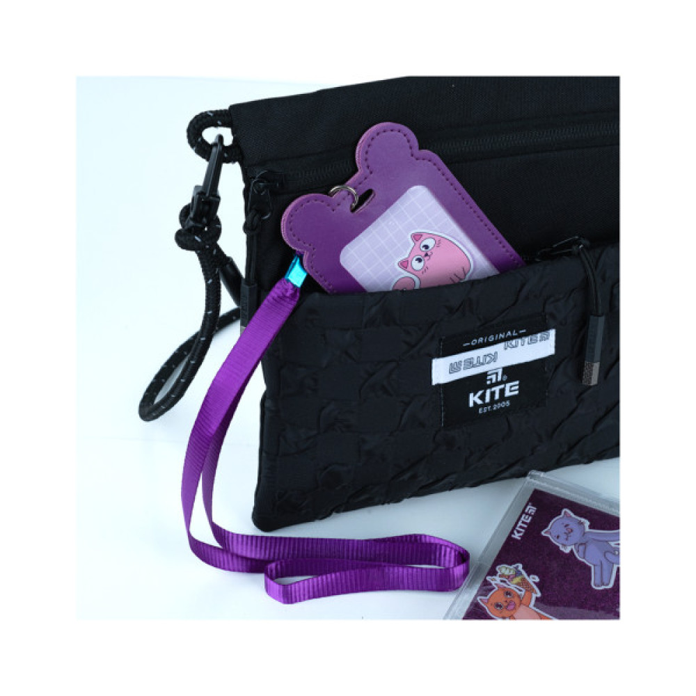 Бейдж Kite вертикальний на шнурку, фіолетовий (K24-296-1)