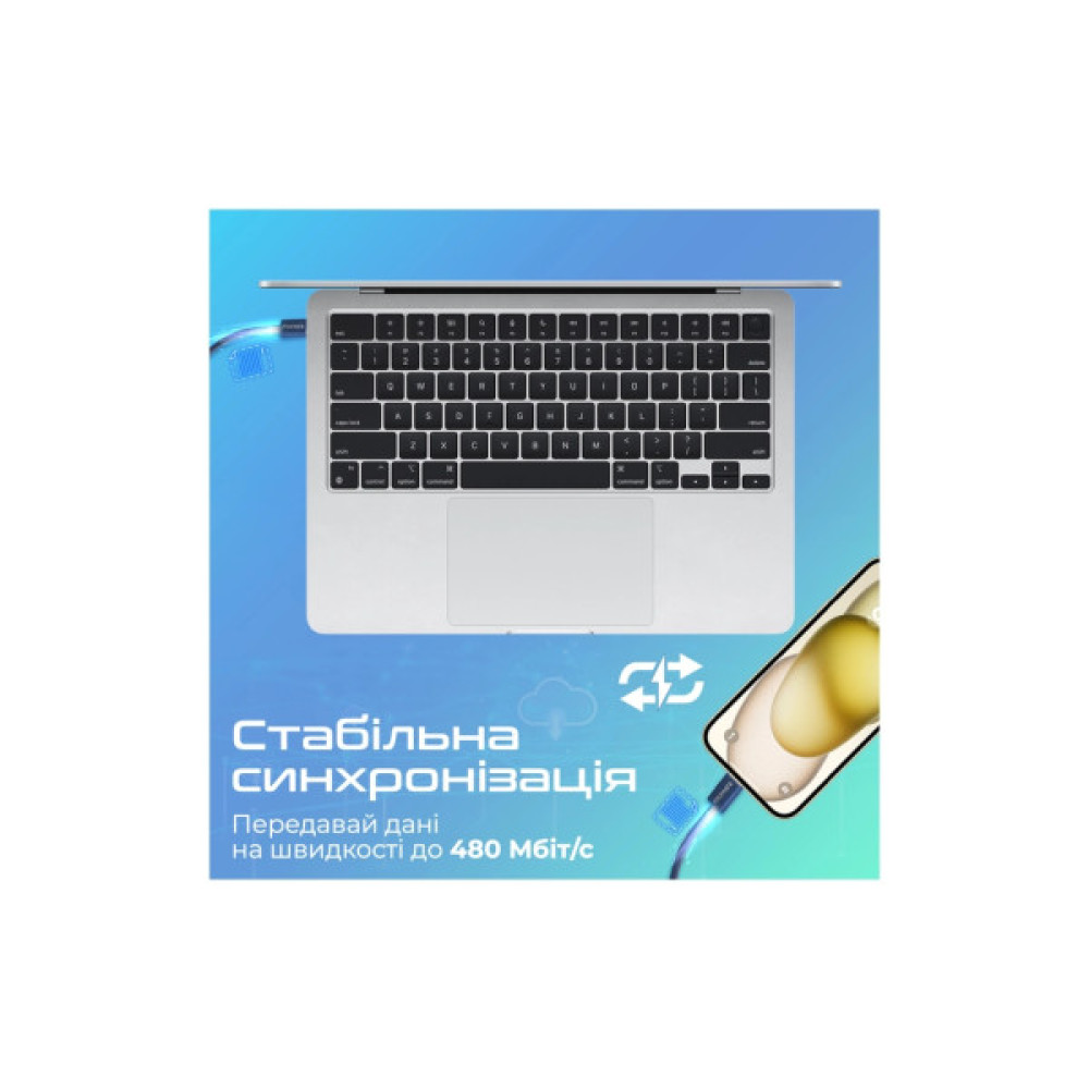 Дата кабель USB-C to Lightning 1.2m Promate (ecoline-ci120.navy)