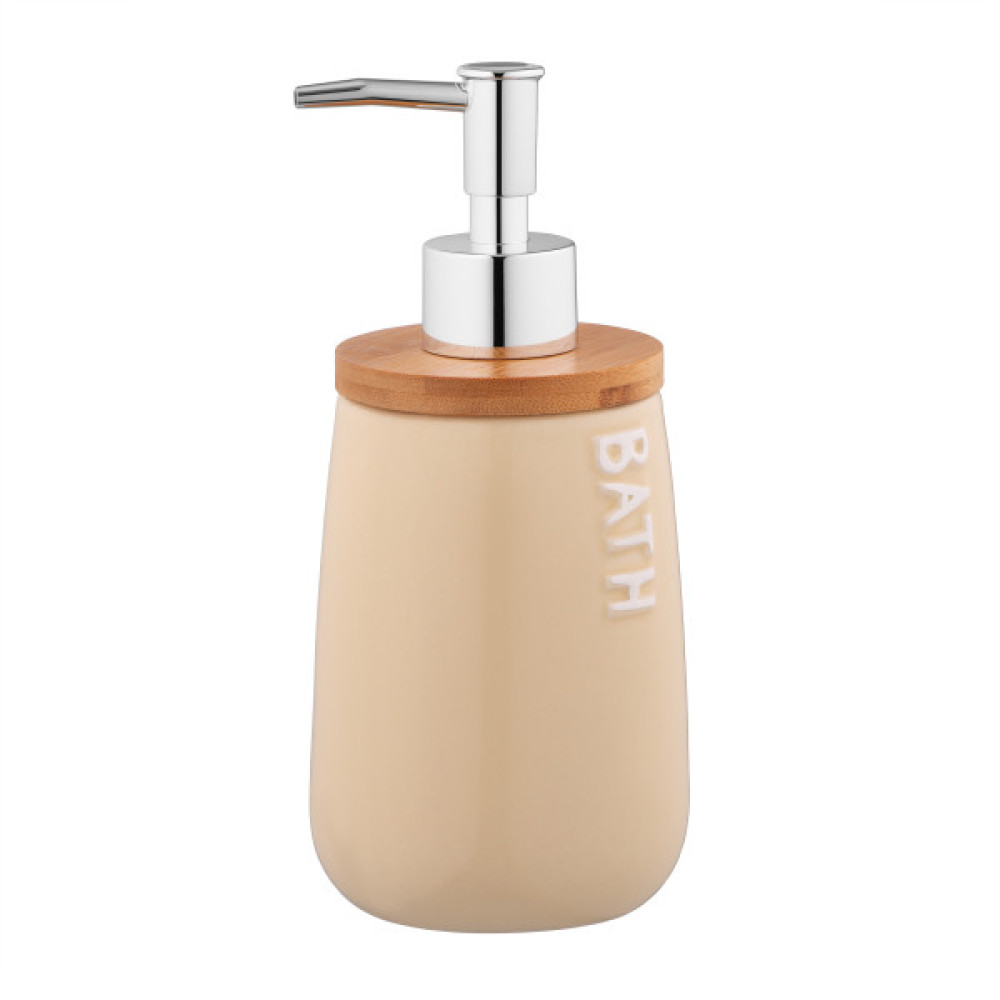Диспенсер для мила Ardesto Prestigio 420мл, доломіт, бамбук, пластик, бежевий