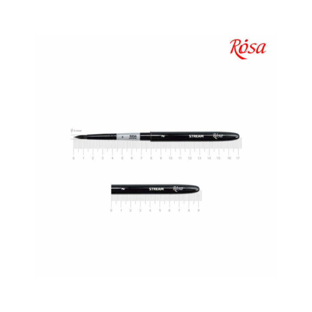 Пензлик для малювання Rosa Синтетика кругла, TRAVEL BRUSH, STREAM 158, № 2 (4823098530084)