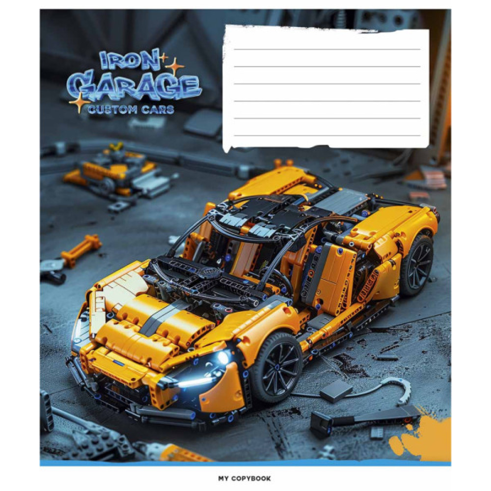 Зошит Школярик Iron garage 18 аркушів клітинка (018-3513K)