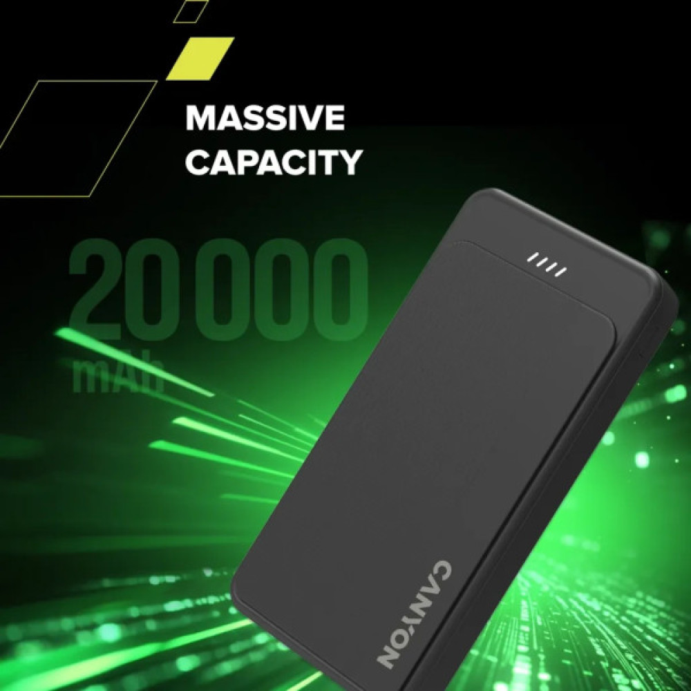 Батарея універсальна Canyon OnPower 200 20000mAh, 5В/2А, Black (CNS-CPB200B)