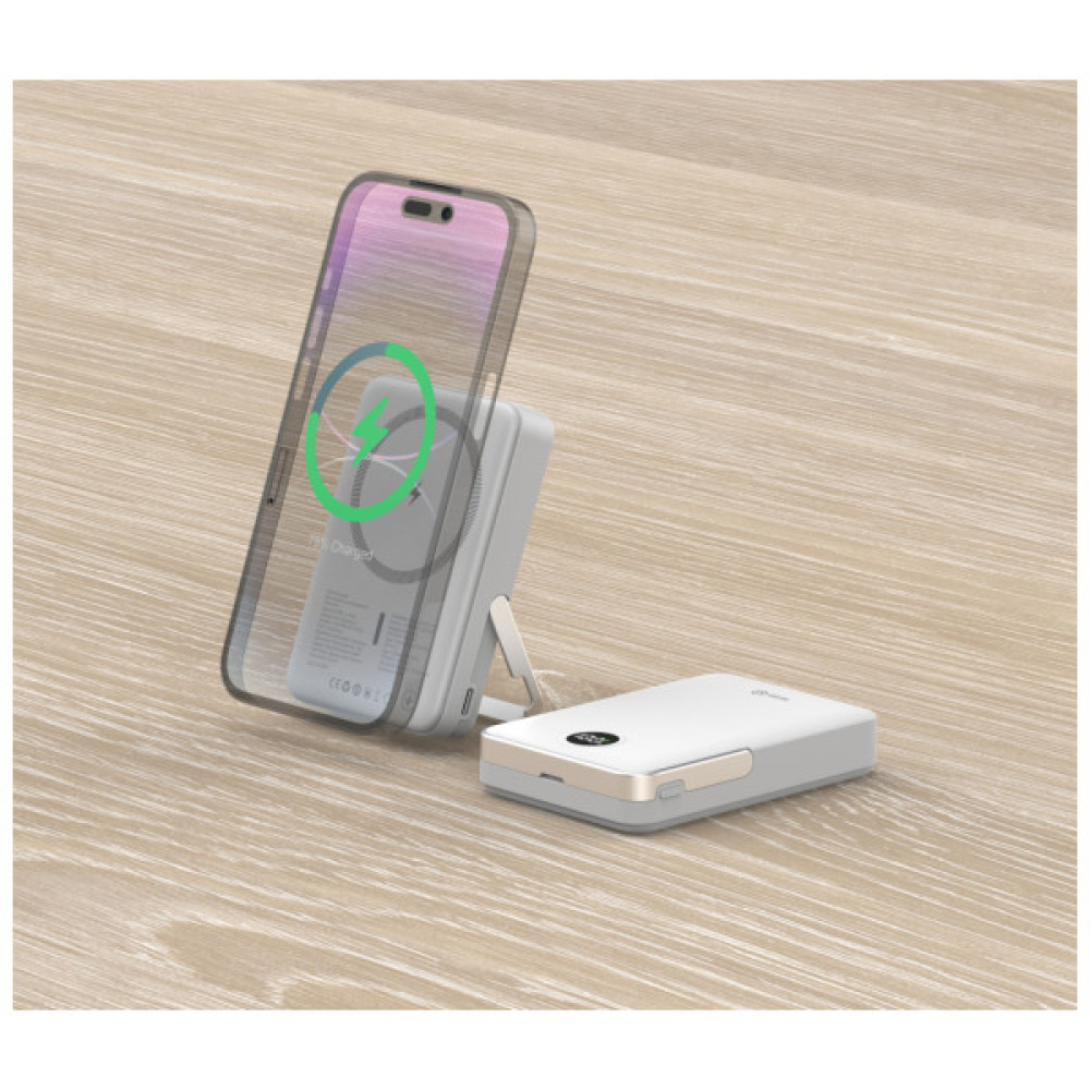 Батарея універсальна Atria 10000mAh, PD/20W, 15W Wireless MagSafe, White (WPD-W57)