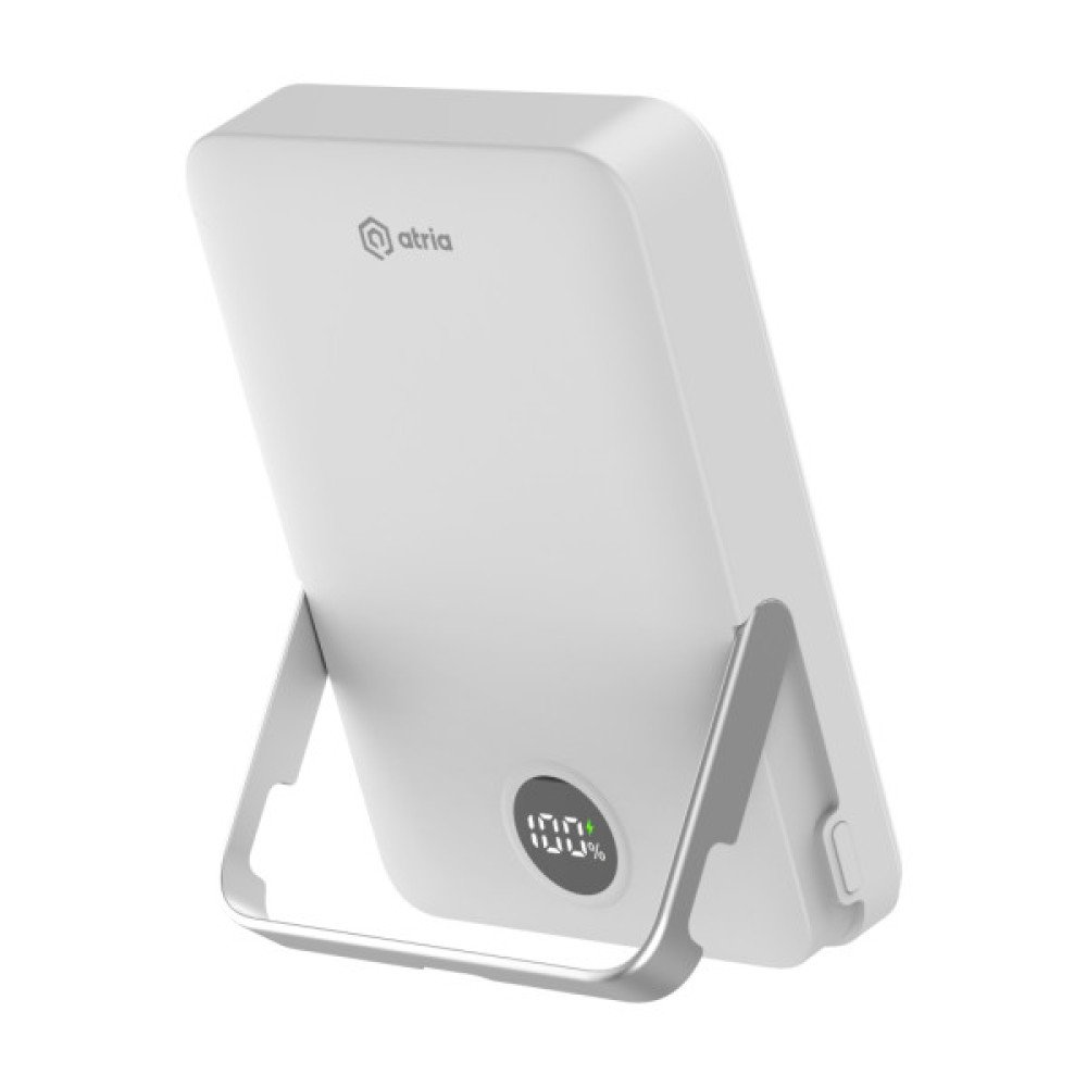 Батарея універсальна Atria 10000mAh, PD/20W, 15W Wireless MagSafe, White (WPD-W57)