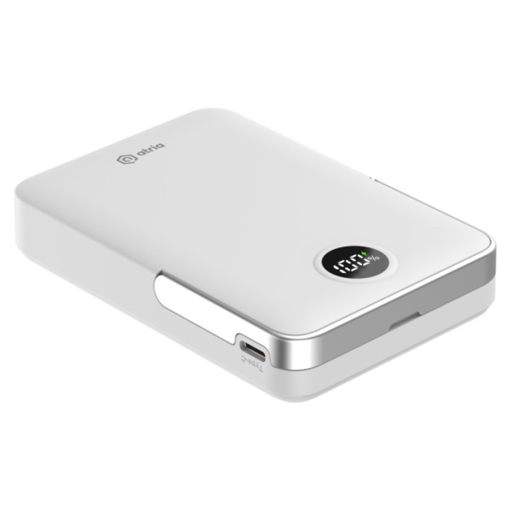 Батарея універсальна Atria 10000mAh, PD/20W, 15W Wireless MagSafe, White (WPD-W57)