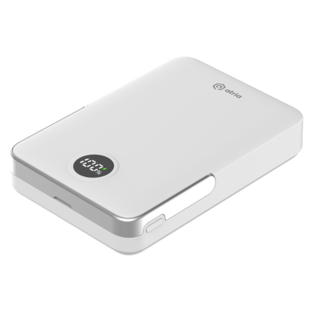 Батарея універсальна Atria 10000mAh, PD/20W, 15W Wireless MagSafe, White (WPD-W57)