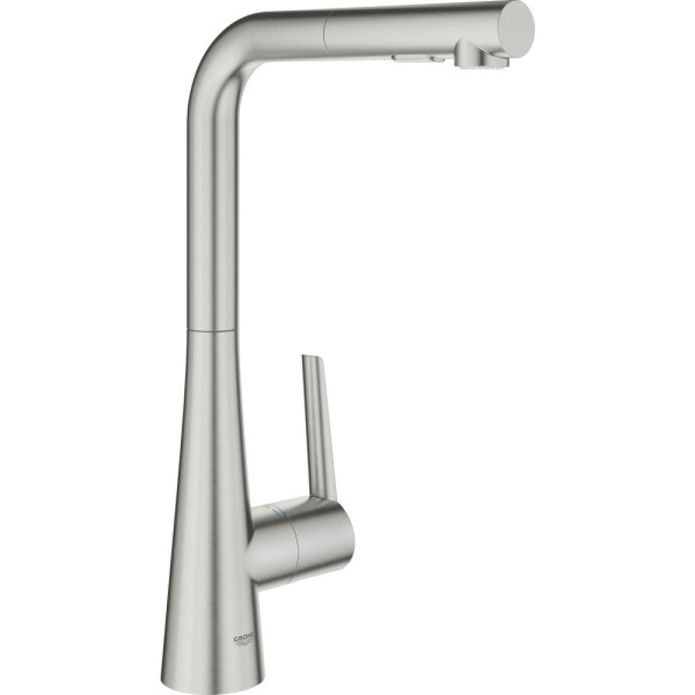 Змішувач для кухні Grohe Scala, довж.виливу - 205мм, поворотний/витяжний, 1важіль, супер сталь