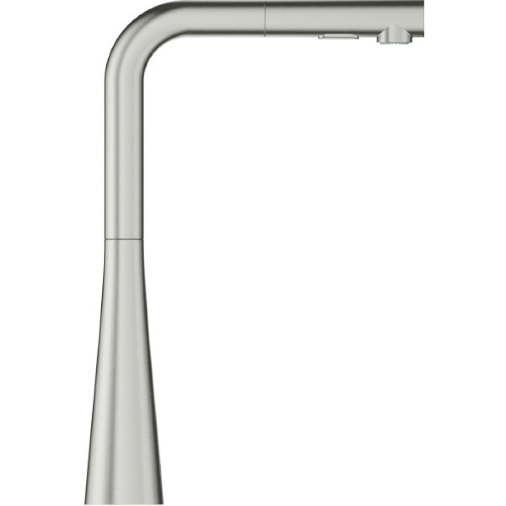 Змішувач для кухні Grohe Scala, довж.виливу - 205мм, поворотний/витяжний, 1важіль, супер сталь