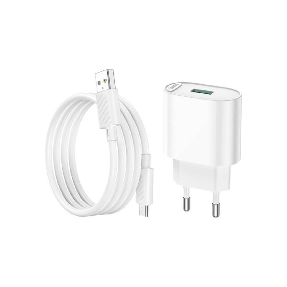 Зарядний пристрій HOCO C109A Fighter USB QC3.0 + cable Micro 5P White (6931474784827)