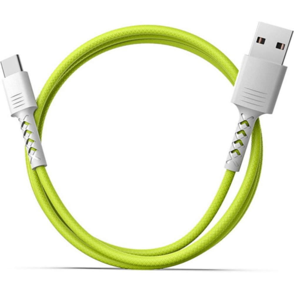 Дата кабель USB 2.0 AM to USB-C 1.0m Soft white/lime Pixus (4897058531169)