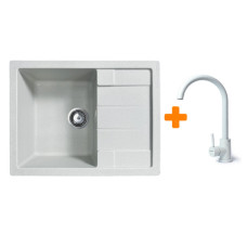 Набір кухонний Adamant Anila, штучний камінь, прямокут., з крилом, 645х495х200мм, чаша - 1, врізна, Old stone + змішувач