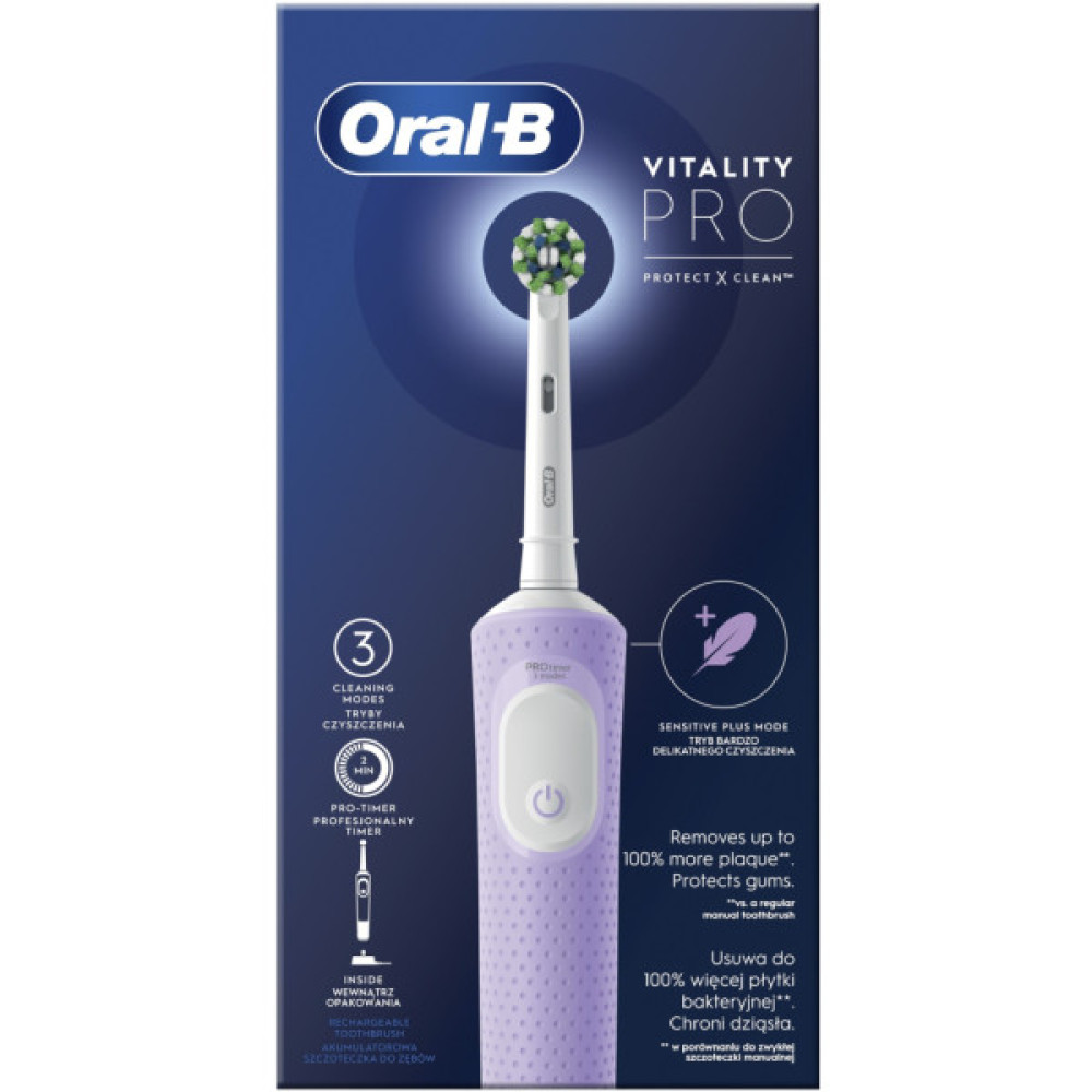 Електрична зубна щітка Oral-B Vitality D103.413.3 Protect x clean типу 3708 Lilac Mist (4210201427025)