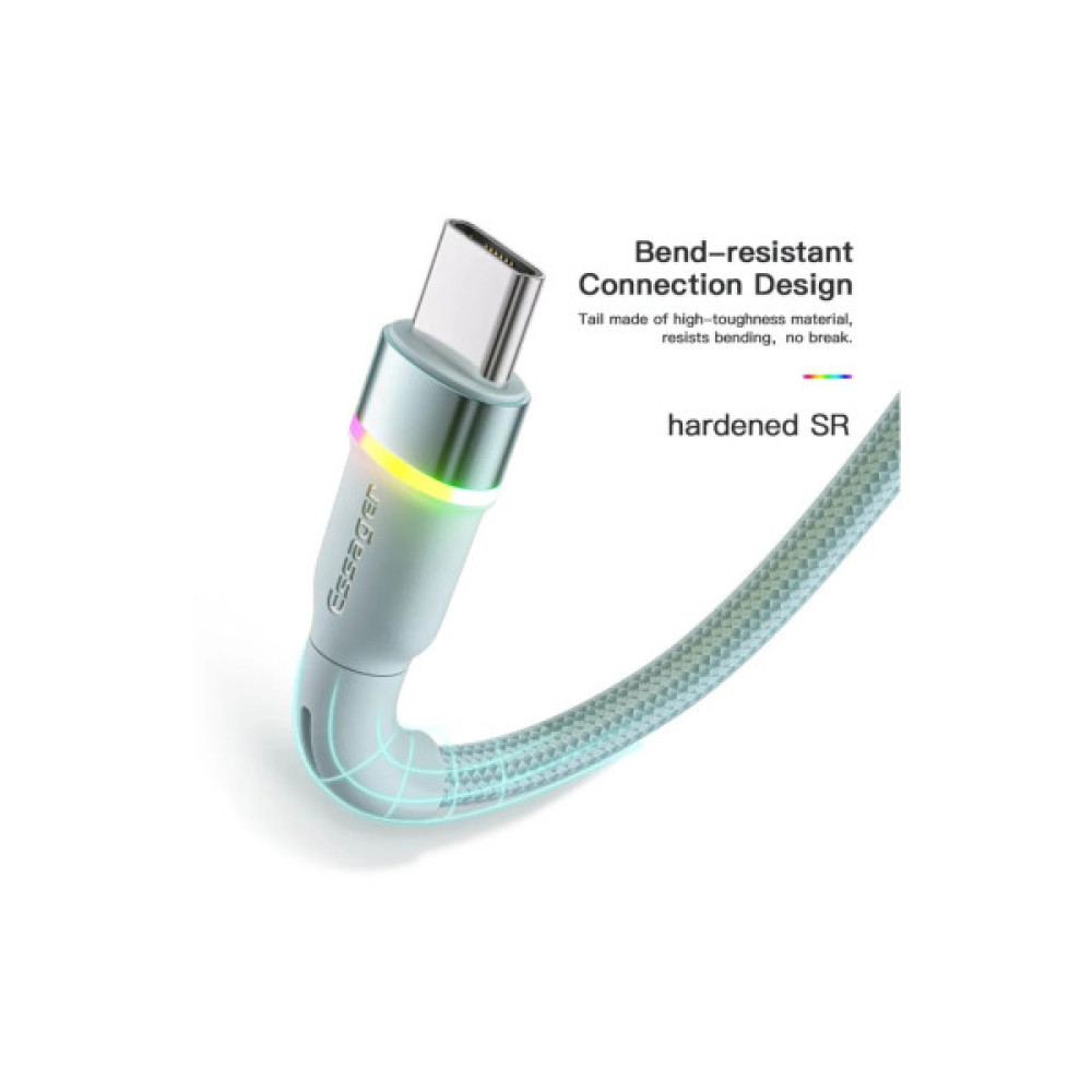 Дата кабель USB 2.0 AM to USB-C 1.0m 3A LED blue Essager (EXCT-XCD03)