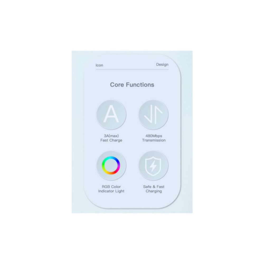 Дата кабель USB 2.0 AM to USB-C 1.0m 3A LED blue Essager (EXCT-XCD03)