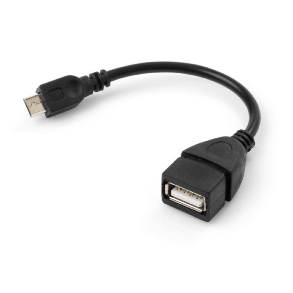 Дата кабель OTG USB 2.0 AF to Micro 5P 0.15m Vinga (VCPDCOTGMBK)