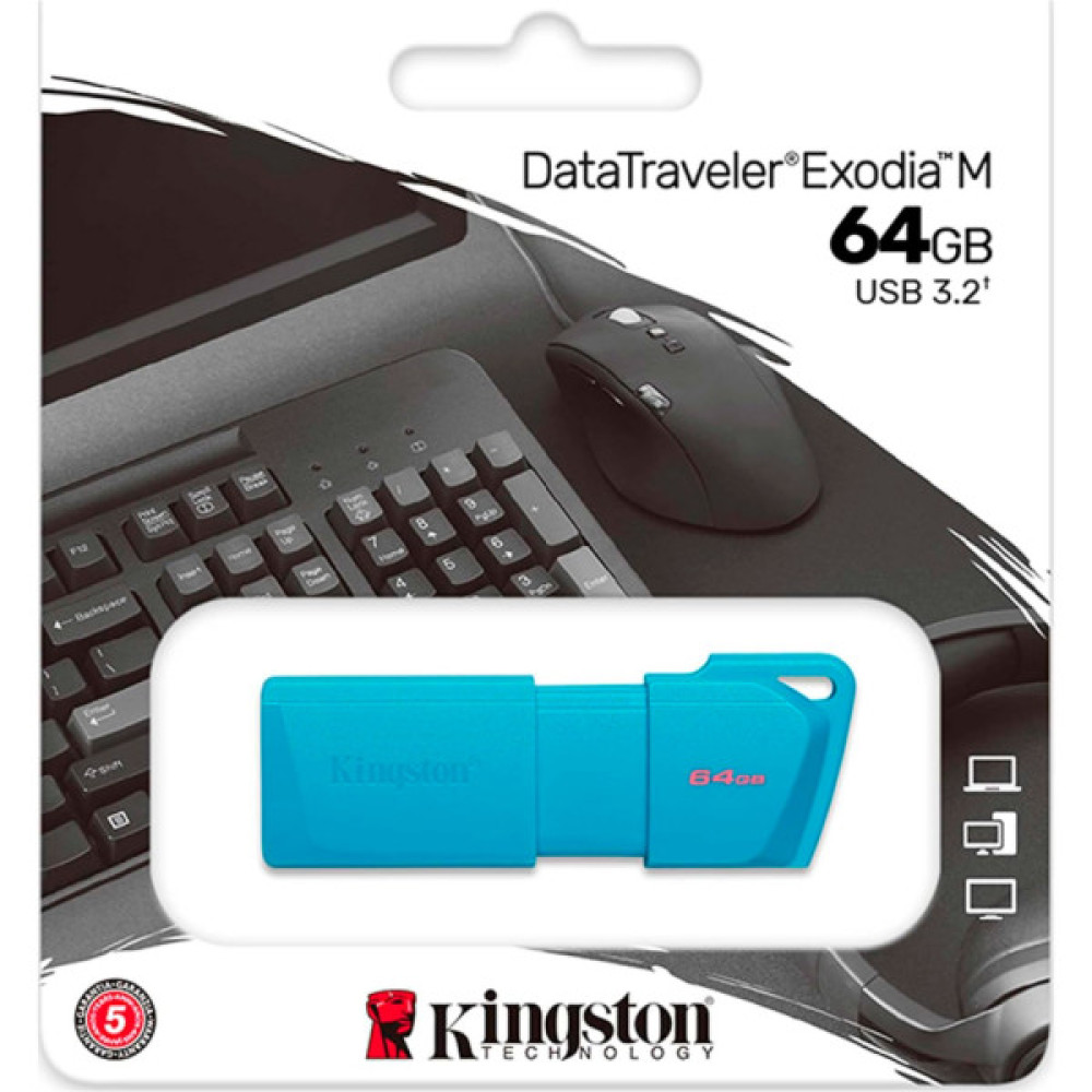 USB флеш накопичувач Kingston 64GB DataTraveler Exodia M USB 3.2 Gen1 Aqua Blue (KC-U2L64-7LB)