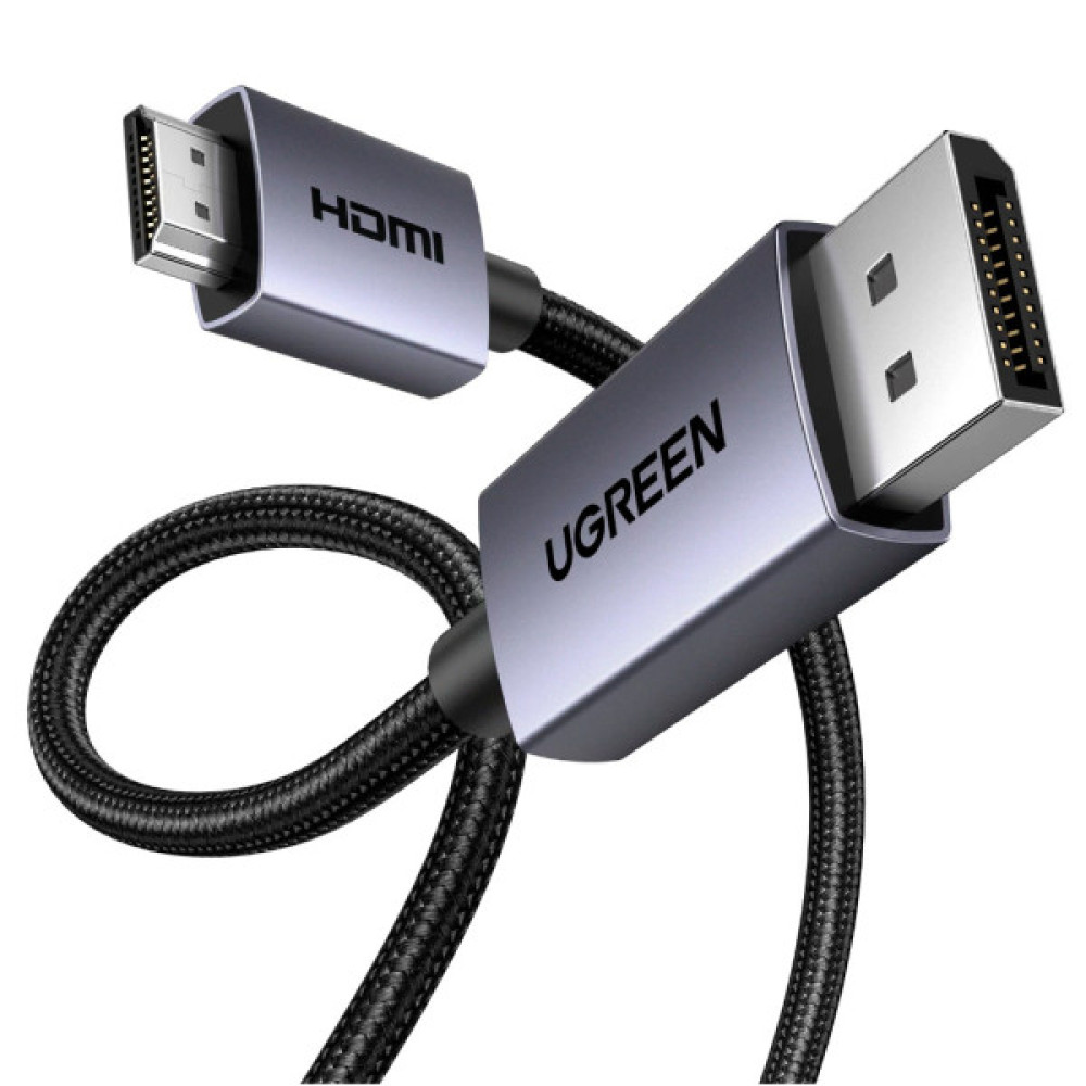 Кабель мультимедійний DisplayPort M to HDMI M 2.0m V2.0 4K30Hz DP125 black UGREEN (35842)