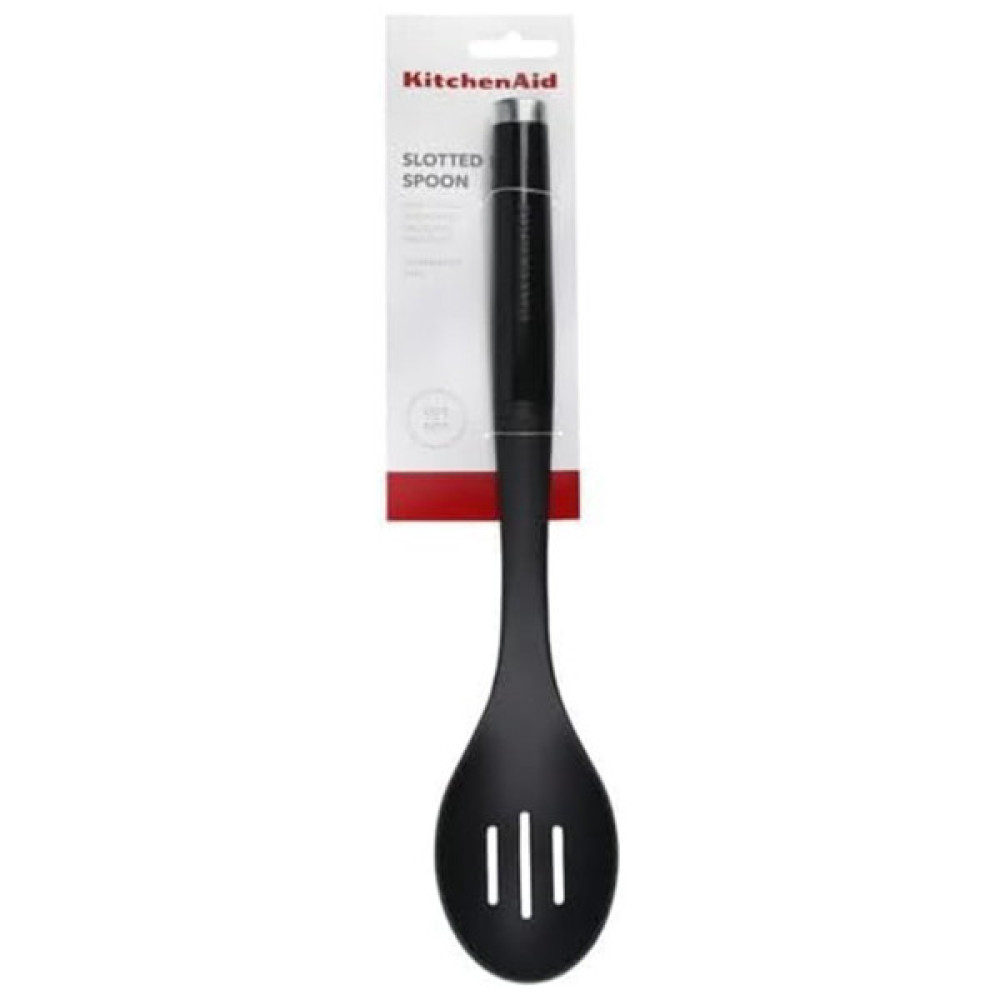 Ложка кухарська KitchenAid Classic для сервірування з прорізами 34 см чорний (KCG004OHOBE)
