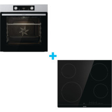 Комплект Gorenje (духовка + поверхня склокераміка BO6737E02X -нерж + ECT41SC- чорна), 738881
