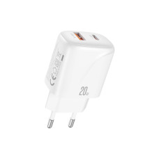 Зарядний пристрій XO 1xUSB-C PD20W + 1xUSB QC3.0 White (L158.white)