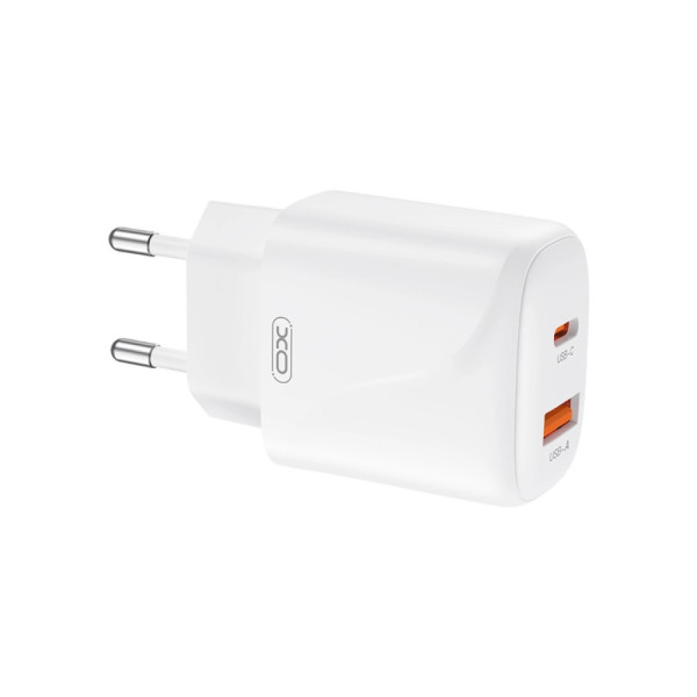 Зарядний пристрій XO 1xUSB-C PD20W + 1xUSB QC3.0 White (L158.white)
