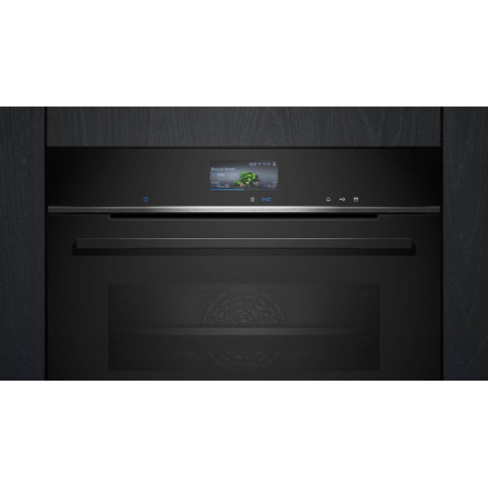 Духова шафа Siemens електрична, 71л, A+, пара, дисплей, конвекція, чорний