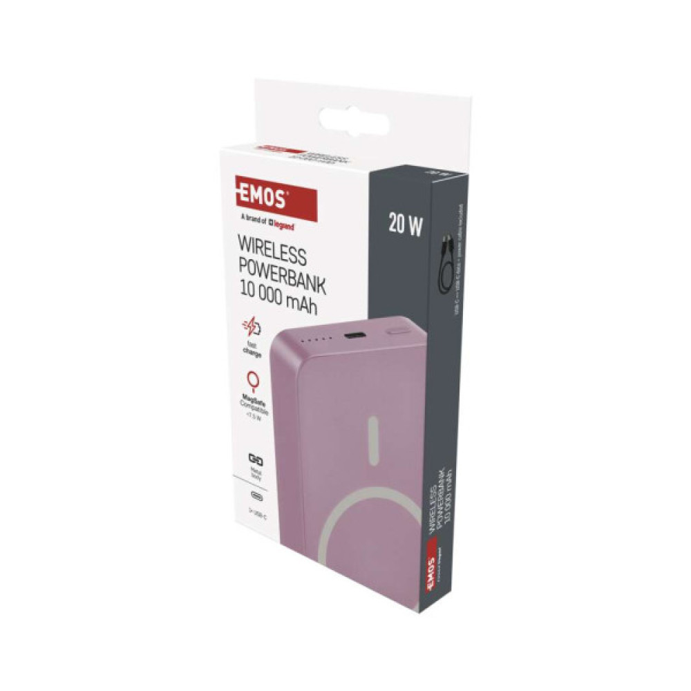 Батарея універсальна EMOS 10000mAh WI1046, 20W, Wireless, salmon (B0551S)