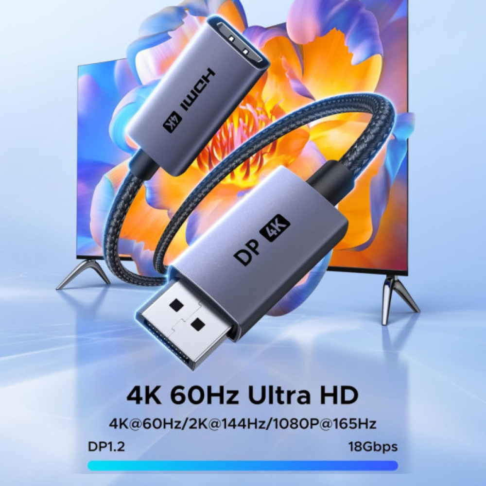Кабель мультимедійний DisplayPort M to HDMI M 4K60Hz 18Gbps HDR10 3D Ugreen (95418)
