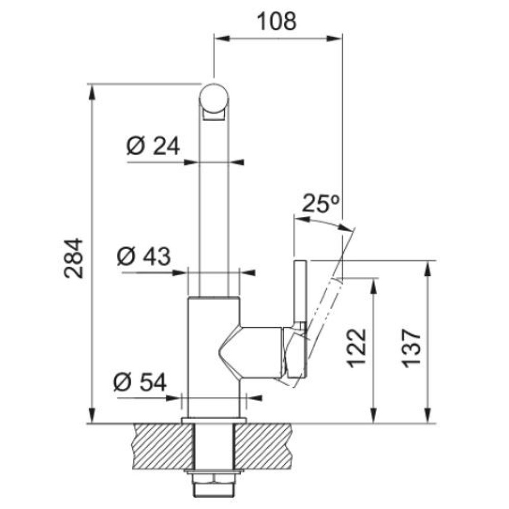Змішувач для кухні Franke Lina L Shape, довж.виливу - 212мм, поворотний, 1важіль, чорний матовий