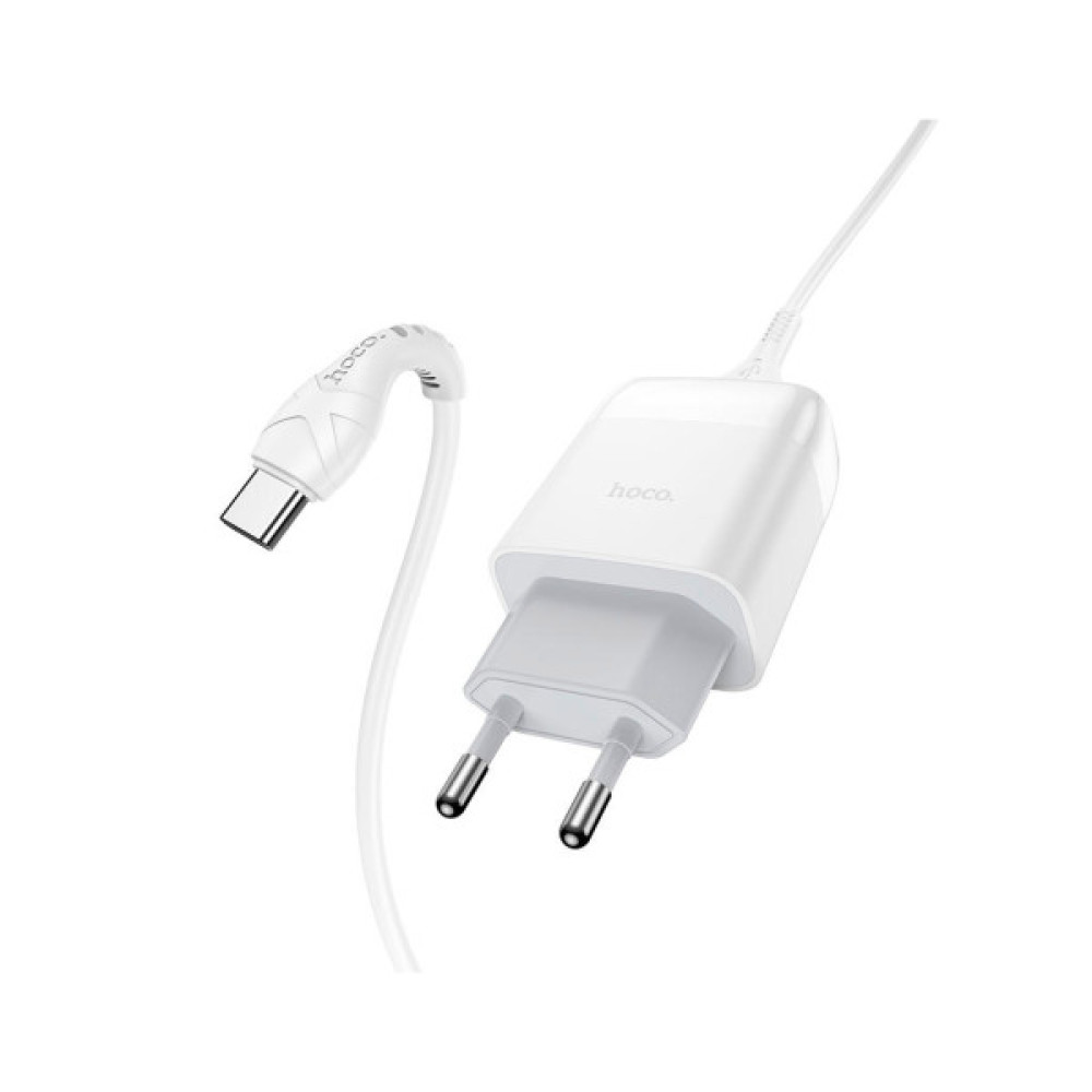 Зарядний пристрій HOCO C72Q Glorious USB QC3.0 + cable USB to USB-C 18W White (6931474732552)