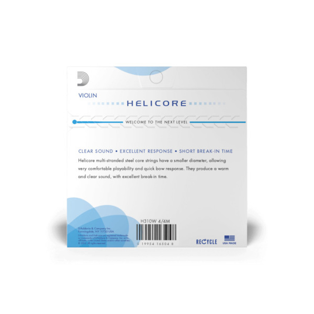 Струни для скрипки D'Addario Helicore Violin String Set Wound E 4/4 Scale Medium Tension (H310W 4/4M)