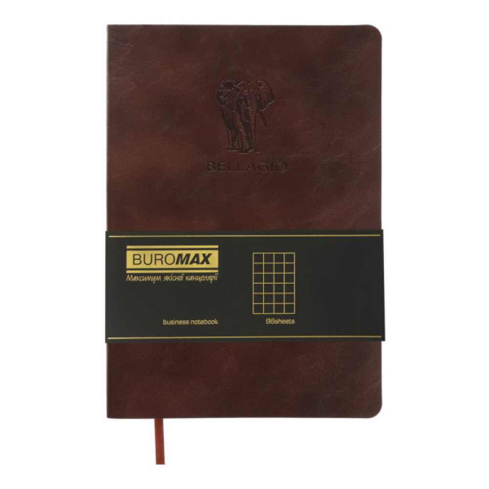 Книга записна Buromax Bellagio 96 аркушів А5 у клітинку коричневий (BM.295118-19)