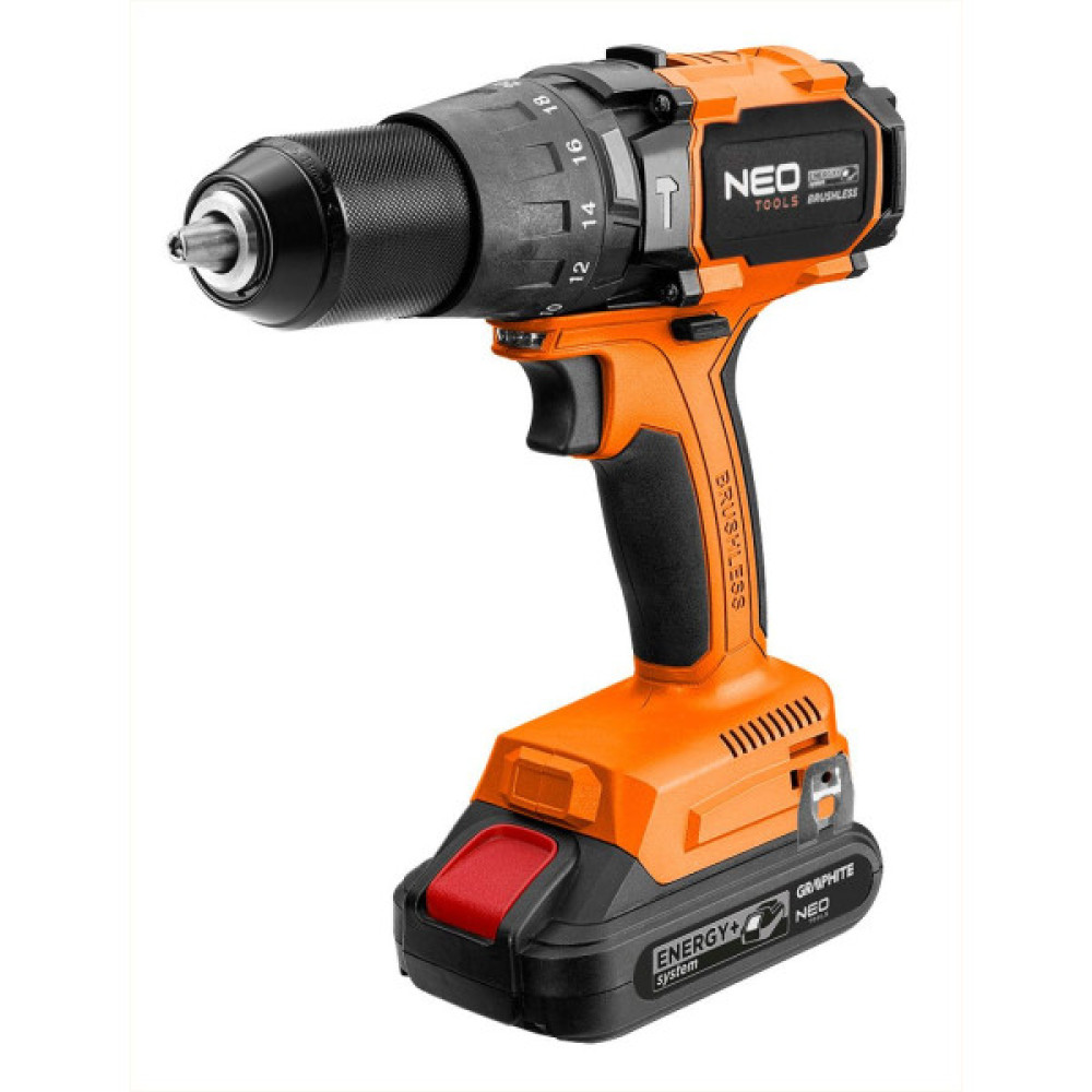 Шурупокрут-дриль акумуляторний Neo Tools Energy+ 18В 100Нм 0-480·0-1900об/хв 1.56кг без АКБ та ЗП