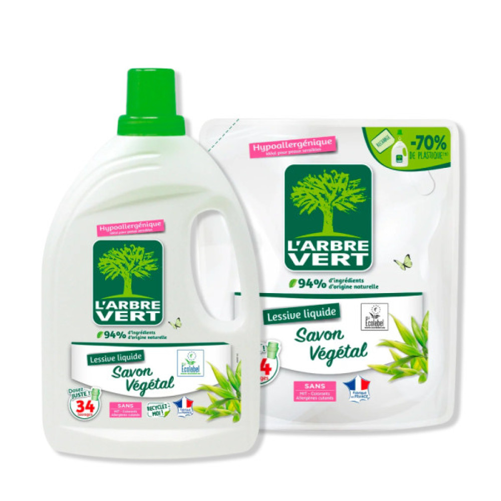 Гель для прання L'Arbre Vert Рослинне мило 1.53 л (3450601046254)