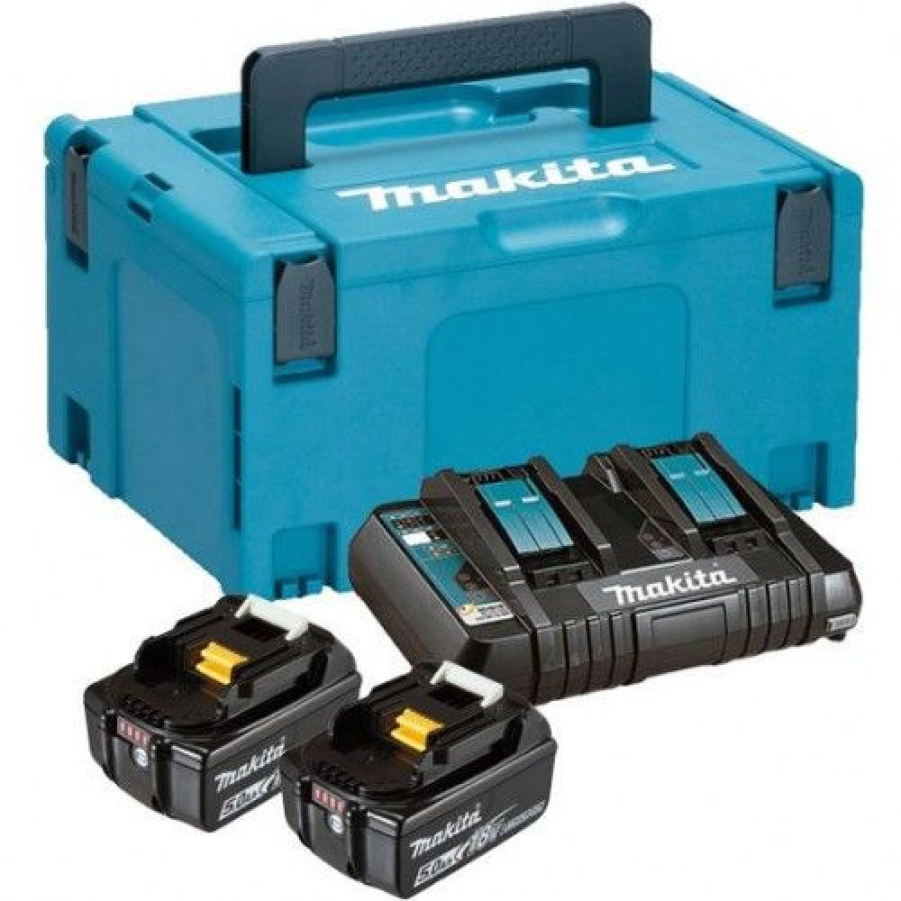 Набір акумулятора та зарядного пристрою Makita197629-2 LXT BL1850B, 2х18В, 5А·год, ЗП DC18RD, кейс Makpac3