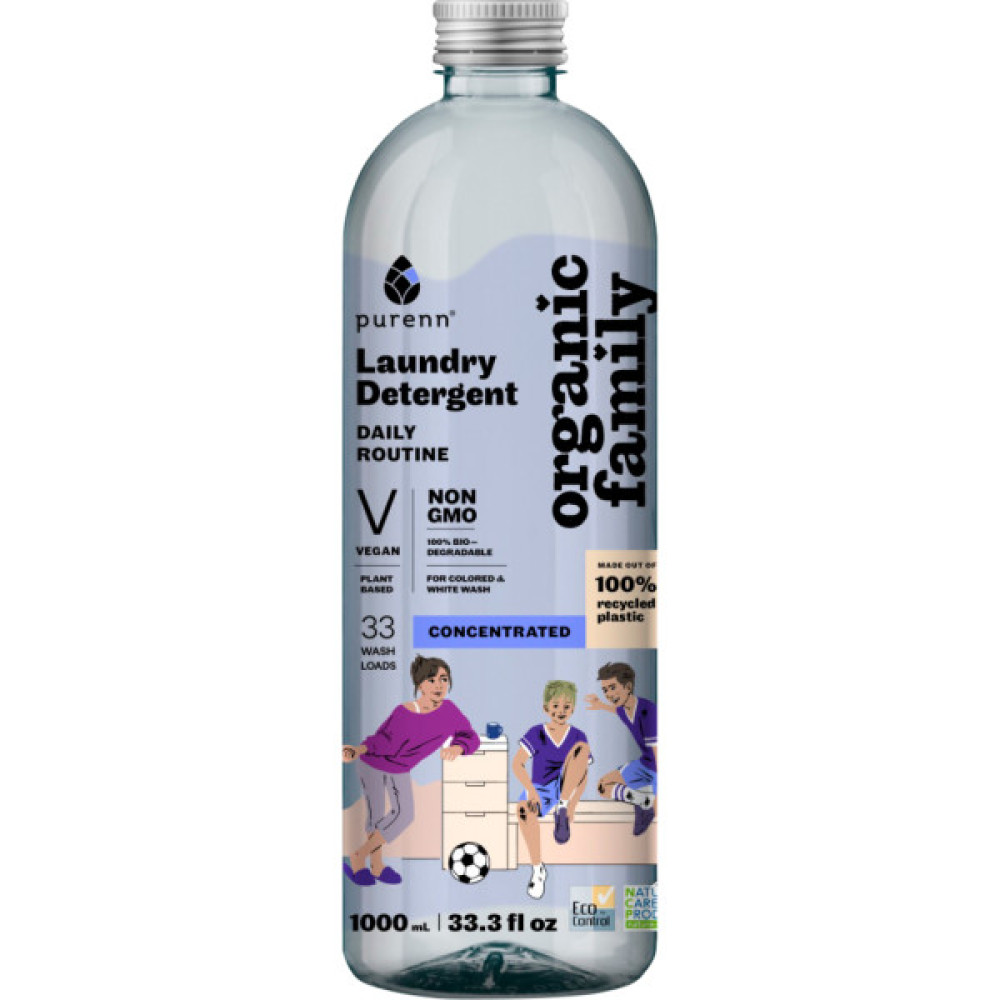 Гель для прання Purenn Organic Family Daily Routine для кольорових та білих речей з Малиною 1 л (4751024880432)