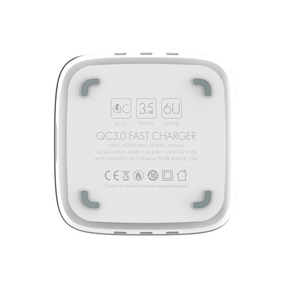 Зарядний пристрій ColorWay 6USB (1QC3.0 + 5 AUTO ID) 7A (35W) white (CW-CHS019Q-WT)